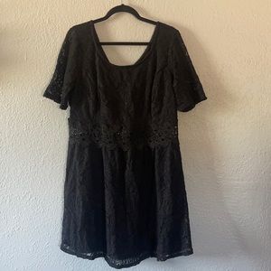 Black lace skater dress with zipper back